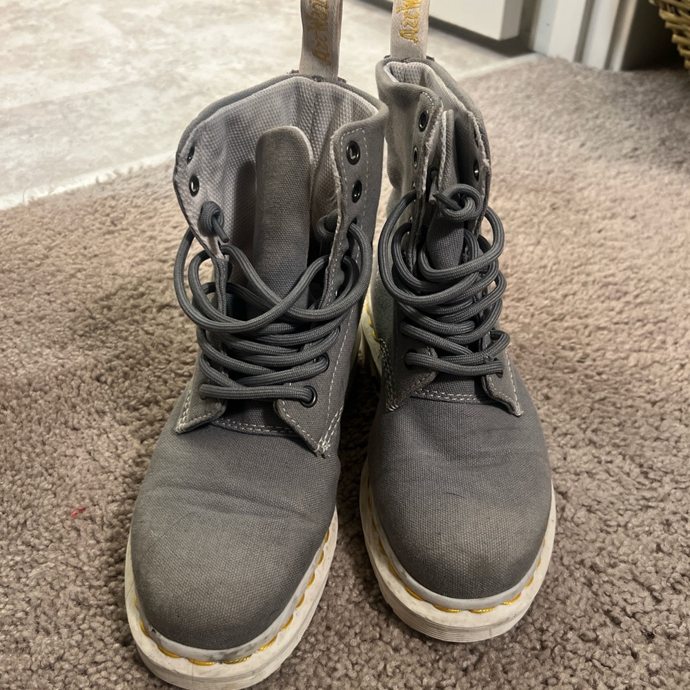 Gray Lace-Up Boots